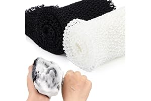 SHAPPY 2 Stück Afrikanischer Netz Schwamm Peeling Netz Afrikanisches Körper Wäscher Bad Lappen Waschlappen Dusche Körper Rücken Wäscher Haut Glatter für Heim Gebrauch (Schwarz, Weiß)