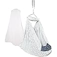 beetot New Born Baby Swing Cradle (jhula) | Cradle Cloth with Removable Mattress Bed, Mosquito net, Spring and Triangle Hanger | Weight Capacity up to 20kg | Age from 0-12 Months (Light Navy) Cotton