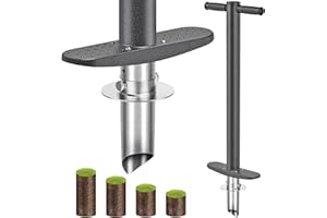 BeneLabel Onion Planter, 93 cm Flower Bulb Planting Tool with Long Handle, Feather Shape, Garden Lawn Tool Depth (7.6-15 cm), Lawn Stopper with Wichem Handle for Bulbs Flower Planting