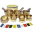 KHUSI Tibetan Singing Bowl Set of 7 Himalayan Bowl Vajra Engraved Chakra bowl Authentic 7 metals Handmade in Nepal for Yoga, Chakra healing, Deep Relaxation Mindfulness