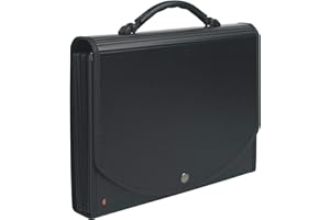 Exacompta 55934E Exacase teczka premium z zamknięciem na przycisk A4 13 przegródek i rozciągliwy grzbiet organizer wraz z etykietami do oznaczania zakładek czarny