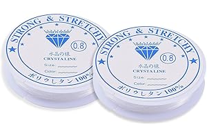 saizone Fil Bracelet Perle,élastique pour Pierre,Fil Transparent Elastique Bijoux,Fil Resistant,Fil Nylon Bracelet,Cordon Bracelet,2Pcs(0.8mm)