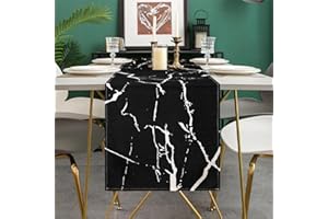 DAKTOU Runner da Tavolo Moderno Primavera Nero Marmo Grigio Texture Runner da Tavolo Rustico Fattoria Astratta Tavolino da Pranzo Decorazione per Matrimoni Vacanze Cucina Feste 40x140 cm