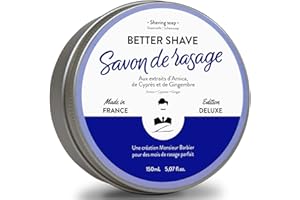Monsieur Barbier : Savon de Rasage BETTER-SHAVE - Savon rasage homme, artisanal, naturel et idéal pour peaux peaux sèches, peaux sensibles et barbes dures - 100% Made in France ! 150 mL
