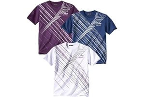 ATLAS FOR MEN - 3er-Pack Herren T-Shirts - Rundhalsausschnitt - Kurze Ärmel - Verfügbar in großen Größen von M bis 5XL