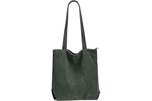 Funtlend Large Corduroy Tote Bags for Women with Zip,Tote Handbag Cord Womens Bags Corduroy Shoulder Tote Bag for Girls Shopping Work School College