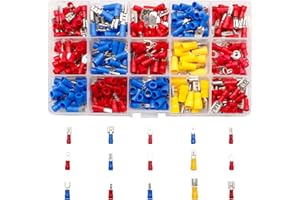 SRJQXH 280 Piezas Terminales de Crimpado Eléctricos, Cobre Calidad Terminales de Cable Aislados, Terminales Electricos Incluir Redondo, Tenedor,Terminal Aislado Macho y Terminal Aislado Hembra