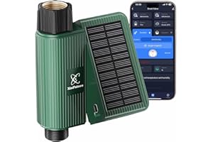 XinFuture Smart WLAN Solar Bewässerungscomputer, Bewässerungssystem Garten mit Regenverzögerung, App & Sprachsteuerung, USB-C Ladung, IP65 Wasser Zeitschaltuhr Automatischem für Garten