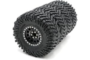 HOBBYSOUL 4 pneumatici RC 2.2, altezza 127 mm, ruote Beadlock in alluminio 2,2 – cerchi offset negativi da 10 mm, colore nero per RC Mud Crawler All Terrain TRX4 Gen8 Capra Wraith (montati)