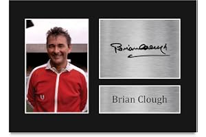 HWC Trading Brian Clough gåva signerad A4 tryckt autografgåvor fotovisning