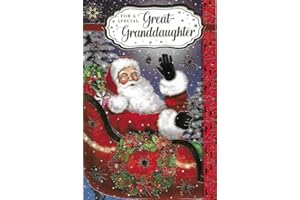 GREETINGLES Beautiful Embossed Christmas Card & Envelope 9" x 6" (Great Granddaughter)