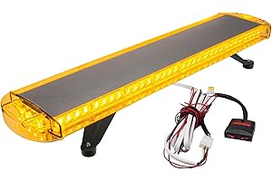 ESOLDNIC 38 Inch LED Strobe Light Bar, 72 High Intensity LEDs Emergency Amber Flashing Light, 360° Visibility Hazard Warning Light with Mounting Bracket for Snow Plow Truck Construction Vehicle (DC10-30V)