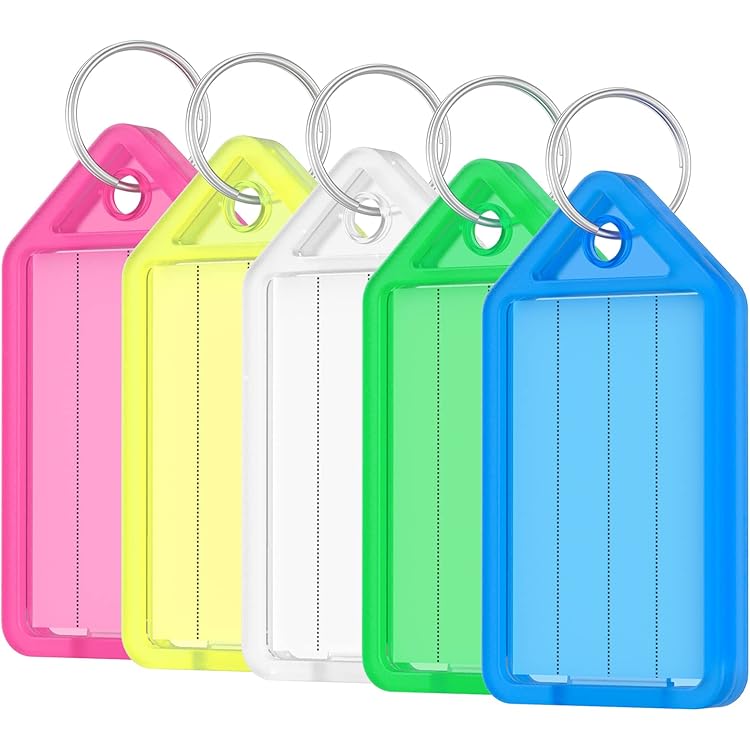 Uniclife 10 stuks sleutelhangers 2 inch zachte plastic sleutelhangers met blanco papieren etiketten doorzichtige ramen beschermende films en gesplitste ringen flexibele artikelidentificatoren, blauw Uniclife 10 stuks sleutelhangers 2 inch zachte plastic sleutelhangers met blanco papieren etiketten doorzichtige ramen beschermende films en gesplitste ringen flexibele artikelidentificatoren, blauw