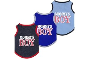 HRTTSY 3 Pack Dog Shirts for Small Dogs Boy Soft Cotton Clothing Puppy Shirt Cute Summer Dog Clothes Male Mommy's Boy Dog T-Shirts Set Sleeveless Cat Dog Shirts Yorkie Chihuahua Outfits(Boy,XS)