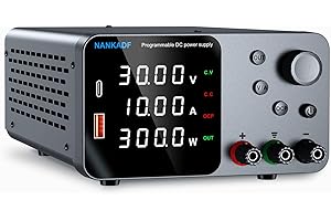 NANKADF Alimentation de Laboratoire, Alimentation DC Ajustable avec Interface USB-A/Type-c, Bouton de réglage du codeur pour la Maintenance des équipements électroniques et de Laboratoire (30V 10A)