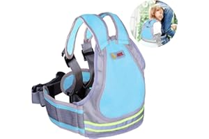 Jolik Harnais de Sécurité Moto Enfants avec boucle 4 en 1, matériau respirant — Ceinture de Sécurité Moto pour Enfant avec Matériel Réfléchissantes（bleu）
