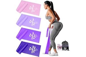 ‎COFOF COFOF Fitnessbänder 4er-Set, Gymnastikband mit 4 Widerstandsstufen, Fitnessband mit Tragetasche & Übungsanleitung Geliefert Ideal für Yoga, Pilates, Krafttraining, Physiotherapie