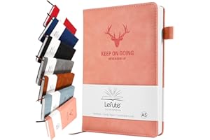 Lefute Notebook A5, Journal A5 Notebook Notepad Note book, 360 Pages Hardcover Journal Notebooks with Pen Loop for Office School Home Business Writing & Note Taking, Pink