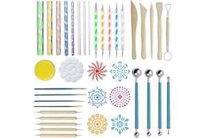 ZWOOS Kit de Pintura Mandala, Herramientas de Pintura de Mandala con Plantilla Mandala Varillas Acrílicas y Doble Cara Dotting Herramientas para Pintura en Roca, Manualidades, arte de uñas, etc (40 Piezas)