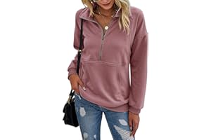 Beonych Sweatshirt Damen Pullover Elegant Langarmshirt Baumwolle Pulli Herbst Winter Casual Sweatjacke Oberteile Langarm mit Taschen