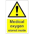 Medical oxygen stored inside Safety sign - Self adhesive sticker (200mm x 150mm)