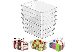 KJIXYUNG Kühlschrank Organizer Set, Küchen Organizer, Aufbewahrung Boxen für den Einsatz in Kühlschränken, Küchen, Schränken und Schubladen BPA frei (4 Stück, L(29x19x15CM))