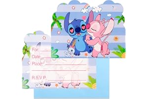 CHUKUA 10Pcs Stitch Birthday Invitations Party Invites, Lilo and Stitch Party Invitations with Envelopes, Birthday Invitations for Girls Boys Kids, Personalised Birthday Invitations Cards for Kids