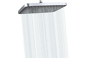 LEADAHEAD Rectangle Rainfall Shower Head 11.8 Inch Ceiling or Wall Mount Fixed Showerhead Large Coverage Overhead Waterfall Shower Head with Adjustable Swivel Ball Joint | G1/2" Universal Fitting | ABS Chrome