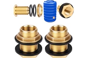 Flintronic 2 Pezzi Filettato Connettore del Serbatoio dell'Acqua, 1" e 3/4" Raccordo per Serbatoio dell'Acqua, Raccordi per Serbatoio in Ottone con 4 guarnizioni, Per Rubinetti, Serbatoi d'Acqua