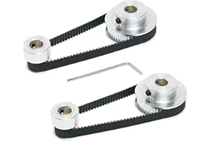 SHCEEC 2PCS Set 2GT Aluminum Timing Pulley 20&48 Teeth 8mm Bore Synchronous Wheel with 2PCS Length 200mm Width 6mm Belt (20-48T-8B-6)