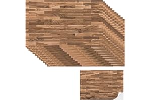 QUBITLY 12 Pcs Miniature Dollhouse Red Brick Wallpaper, Peel and Stick Self-Adhesive Dolls House Wallpaper, Wallpaper Accessories, Doll House Accessories, 8.3x11.8 Inches (Wood Grain)