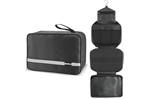 MALITON Kosmetyczka podróżna wisząca duża kosmetyczka na przybory do makijażu wodoodporna na akcesoria podróżne zestaw łazienka prysznic prezenty dla kobiet / mężczyzn, Czarny, 1 Count (Pack of 1),