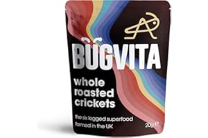 Whole Roasted Crickets (Edible Insects) | 20g | Unseasoned | Farmed in The UK | Bugvita, The Six Legged Superfood