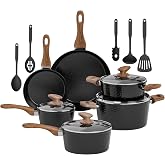 Kitchen Academy 15-Piece Set of Pots and Pans with Black Lid | Kitchen Set with Lid, Pots and Pans with Non-Stick Coating for