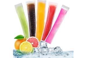 GLQSLQ 100 Stück Wassereis Tüten, Popsicle Formen Beutel, Transparent Popsicle Taschen, Einweg Popsicle Molds, für DIY Stiel Joghurt Popsicle Befüllen Tüten (5.5 * 28cm)