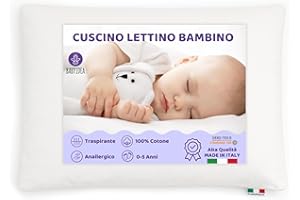 baby idea Babysanity Cuscino Letto per Bambini 1-5 Anni – Antisoffoco e Traspirante – Per Lettino, Neonato, Culla – Made in Italy – Morbido, Sicuro, Certificato Oeko-Tex