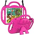 SUPLIK Kids Case for iPad 5th/6th Generation (9.7 inch, 2017/2018), iPad Air 1 & Air 2 & Pro 9.7 Case with Shoulder Strap Handle Stand for Apple iPad 5/6 & iPad Air 1st/2nd Gen, Pink