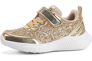 LUCKY STEP Kid's Glitter Fashion Sneakers Sparkly Princess Tennis Bling Shiny Sequins Athletic Walking School Shoes for Children/Boys/Girls