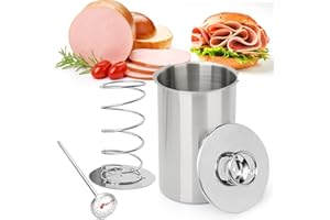 Holzsammlung Cuiseur à Jambon en Acier Inoxydable, Presse A Jambon, Capacité 1,5 kg de Viande, avec Thermomètre