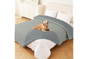 Homaxy Koc dla psa, wodoszczelny, nadaje się do prania, dwustronny koc dla psa, miękki koc dla kota, na sofę, kanapę, łóżko, w podróży (203 x 208 cm, szary + ciemnoszary)