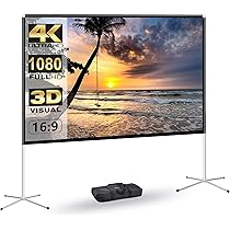 Schermo Proiettore AURZEN 120 Pollici – Portatile Pieghevole 16:9 4K HD, Doppia Faccia, Per Interni/esterni E Home Theater