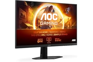 AOC Gaming 24G4XED - Moniteur 24 Pouces FHD, 180 Hz, 1 ms, FreeSync Prem., G-Sync comp., HDR10 (1920x1080, HDMI 2.0, DisplayPort 1.4) Noir/Gris