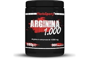 L-Arginina 300 Compresse da 1000 mg FlorioSport Arginina Integratore di l-arginine HCL Cloridrato ad Alto Dosaggio. Ossido Nitrico