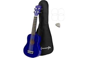 World Rhythm - Ukulele Soprano per Principianti, Finitura Uke Soprano Con Custodia, Corde Di Ricambio e Plettro In Feltro Standard, Blu