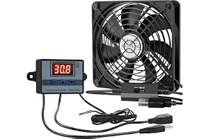ELUTENG USB-fläkt 120 mm med digital temperaturkontroll, PC-fläkt 1 500 varv/min 3 justerbara hastigheter med metallgrill för