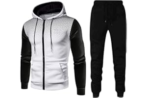 DHYUEN Jogginganzug Herren Punkte Mit Kapuze Trainingsanzug Jogginghose Sweatshirt Set Kordelzug Mulit Taschen Sporthose Kapuzenpullover 2 Stück Outfits Casual Reißverschluss Mit Hoodie Und Hose Suit