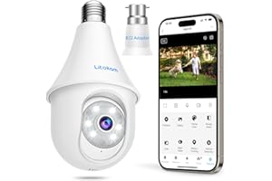 LITOKAM Littleelf Light Bulb Camera, 2.5K Light Bulb Camera 360 degree, Wireless Bulb Camera Wifi Outdoor with Smart Motion Alarm, Baby Monitor camera with B22 adaptor