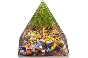 Amogeeli Multi-Pierre Arbre de Vie Pyramide en Pierre Ornement de Cristal pour Chakra Reiki, Méditation, Yoga, Protection Décorative de la Maison, Bureau