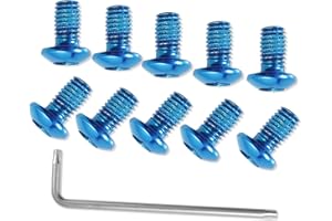 LEONTOOL Lot de 12 boulons de frein à disque M5 x 10 mm pour VTT - Bleu - Avec clé Torx T25 L - Pour vélo de route et VTT