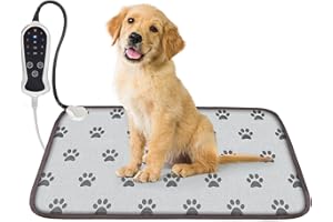 RC SLL Dog Heating Pad for Large Dogs, Pet Heating Pads for Dogs Cats, Waterproof Heated Pet Pad with Smart Thermostat Switch, Puppy Heating Pad for Whelping Box(FootPrint,48 * 72cm)